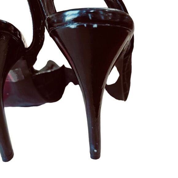 Lulu Townsend Black Sequins Open Toe Pumps Size 7.5 - Picture 8 of 9